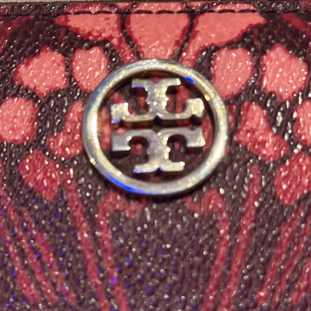Tory Burch crimson floral wallet/wristlet